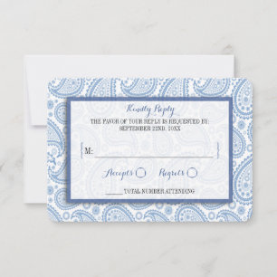 The Modern Paisley Wedding Collection - Blue RSVP Card