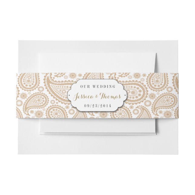The Modern Paisley Wedding Collection - Brown Invitation Belly Band (Front Example)