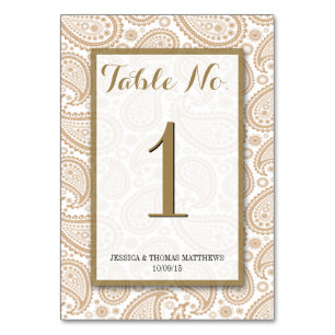The Modern Paisley Wedding Collection - Brown Table Number