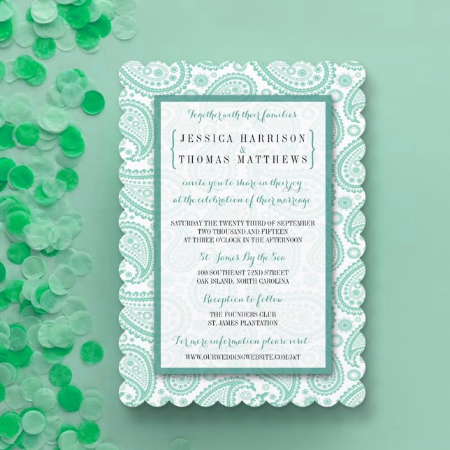 The Modern Paisley Wedding Collection - Green Invitation (Creator Uploaded)