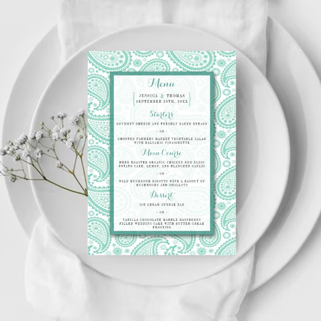 The Modern Paisley Wedding Collection - Green Menu (Creator Uploaded)