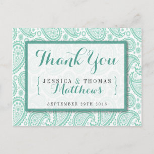 The Modern Paisley Wedding Collection - Green Postcard