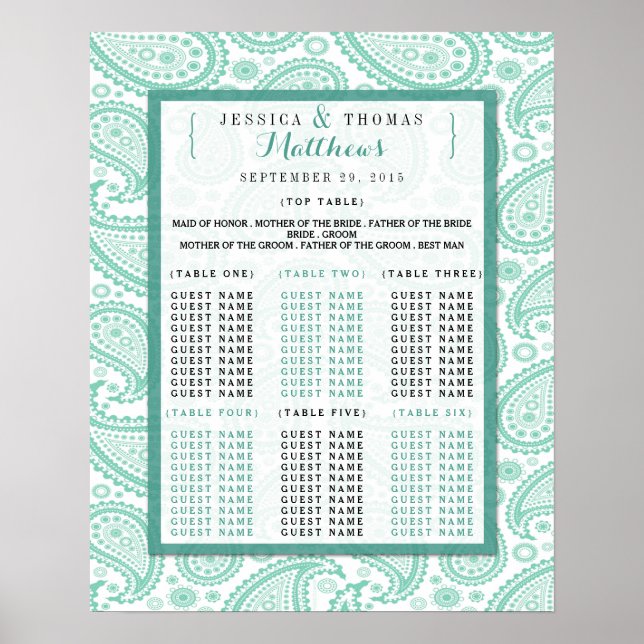 The Modern Paisley Wedding Collection - Green Poster (Front)