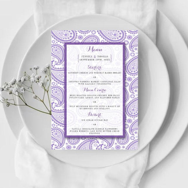 The Modern Paisley Wedding Collection - Purple Menu (Creator Uploaded)