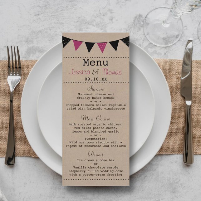 The Modern Pink Bunting Wedding Collection Menu (Creator Uploaded)