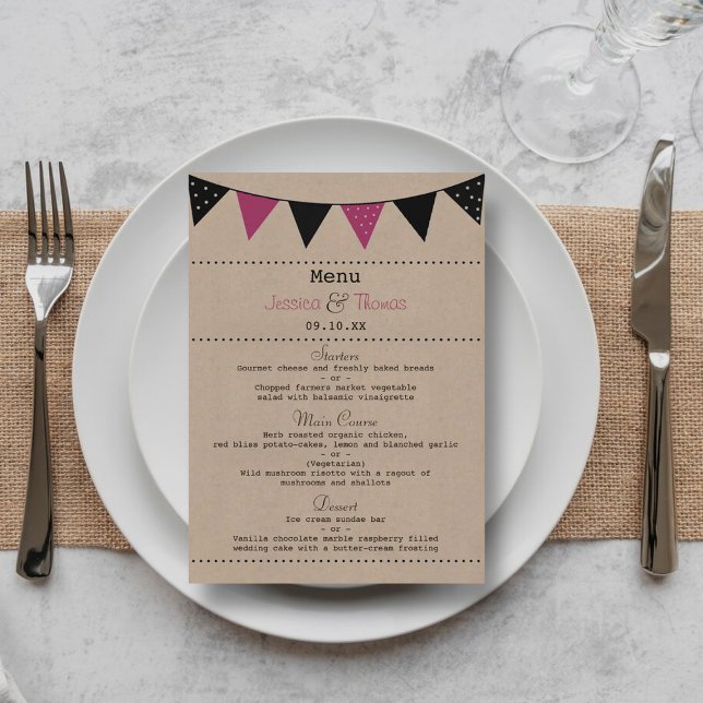 The Modern Pink Bunting Wedding Collection Menu (Creator Uploaded)