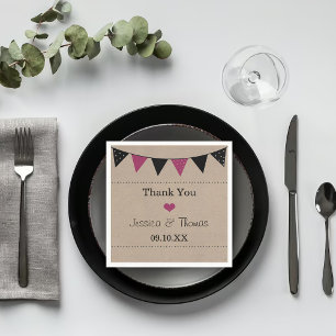 The Modern Pink Bunting Wedding Collection Napkin