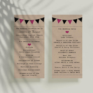 The Modern Pink Bunting Wedding Collection Program Rack Card