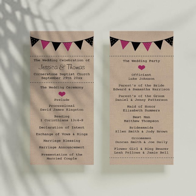 The Modern Pink Bunting Wedding Collection Programme (Creator Uploaded)