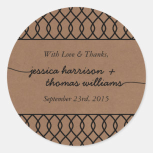 The Modern Whimsical Kraft Wedding Collection Classic Round Sticker