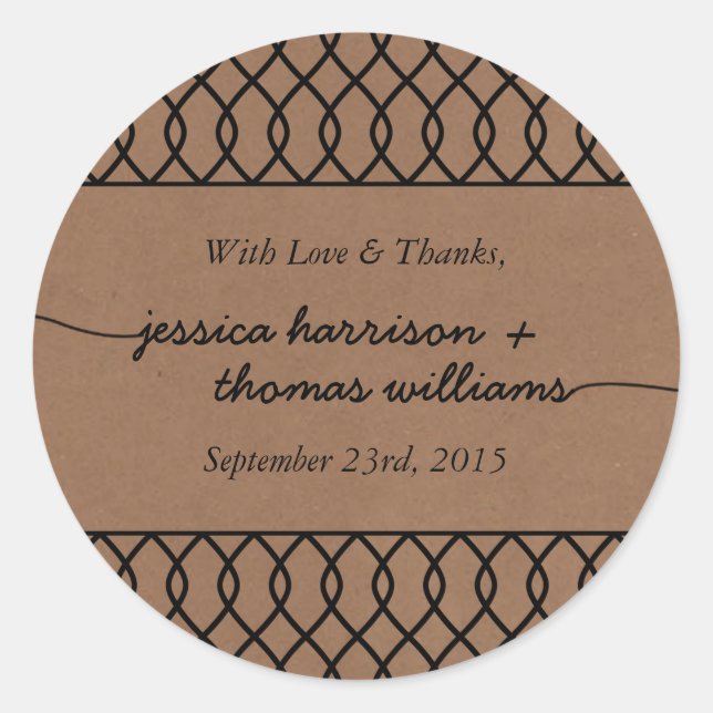 The Modern Whimsical Kraft Wedding Collection Classic Round Sticker (Front)