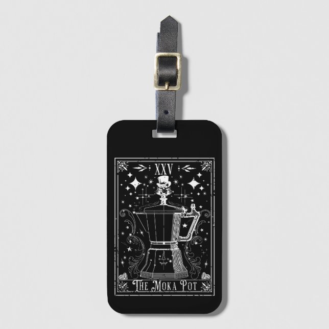 The Moka Pot Coffee Tarot Card Luggage Tag (Front Vertical)
