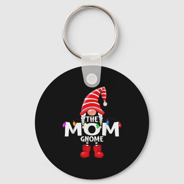 The Mom Gnome Christmas Matching Pajama  Key Ring (Front)