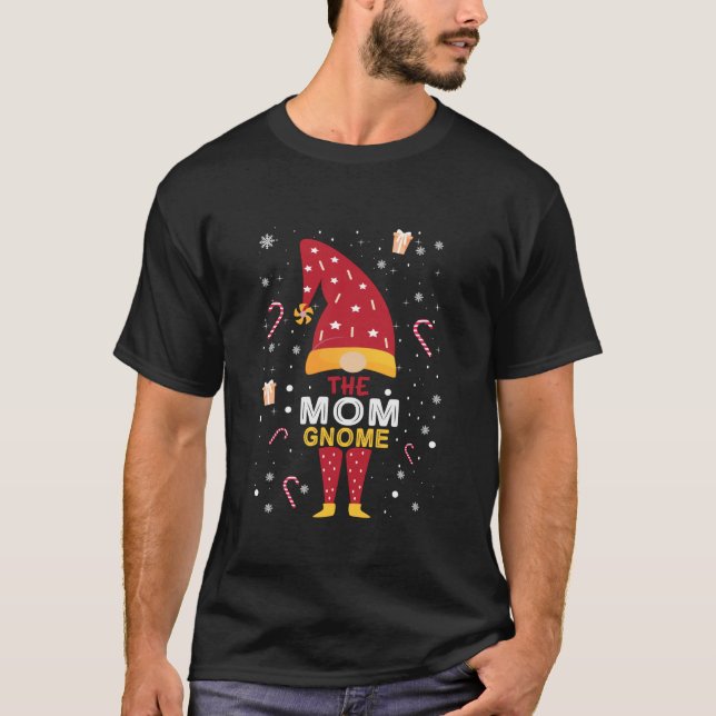 The Mom Gnome Christmas Plaid Matching Family Funn T-Shirt (Front)