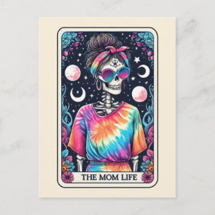 The Mom Life Tarot Art Tie Dye Skeleton Postcard