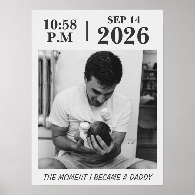 The Moment I Became a Dad, Personalised Birth Date Poster (Front)