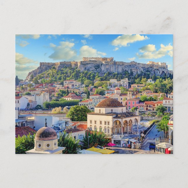 The Monastiraki Square of Athens with Plaka Postcard (Front)