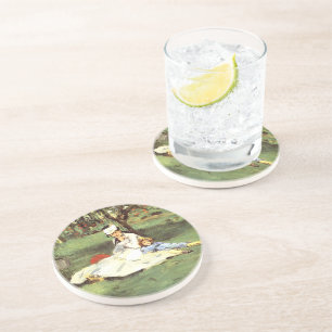 The Monet family in their garden Edouard Manet Coaster