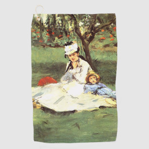  The Monet family in their garden Edouard Manet  Golf Towel