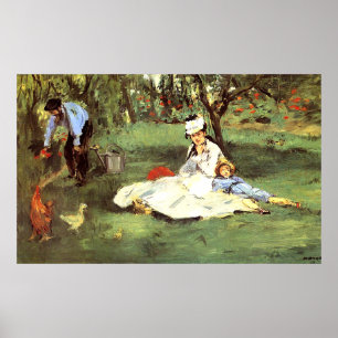 The Monet family in their garden Edouard Manet Poster