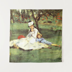 The Monet family in their garden Edouard Manet Tapestry