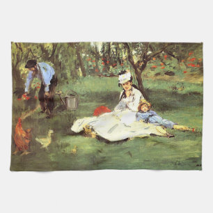  The Monet family in their garden Edouard Manet   Tea Towel