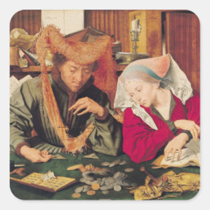 The Money Changer and his Wife, 1539 Square Sticker