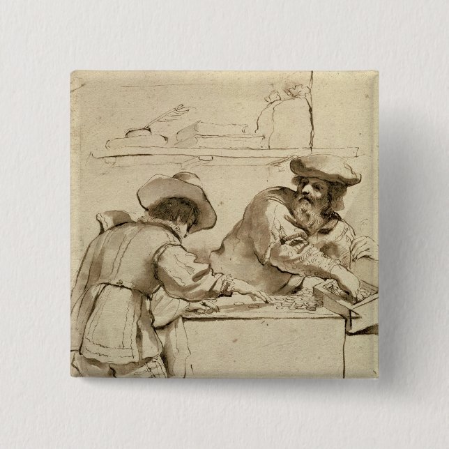 The Moneylender 15 Cm Square Badge (Front)