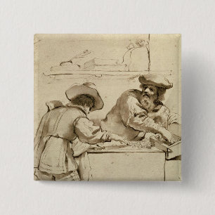 The Moneylender 15 Cm Square Badge