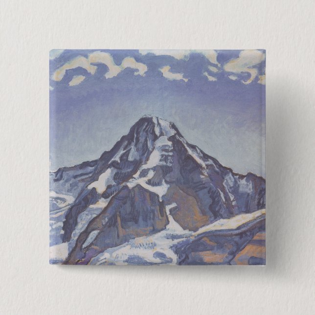The Monk Mountain With Clouds (Ferdinand Hodler) 15 Cm Square Badge (Front)