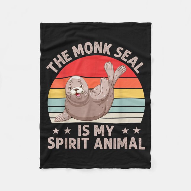 The Monk Seal Is My Srit Animal Caribbean Monk Sea Fleece Blanket (Front)