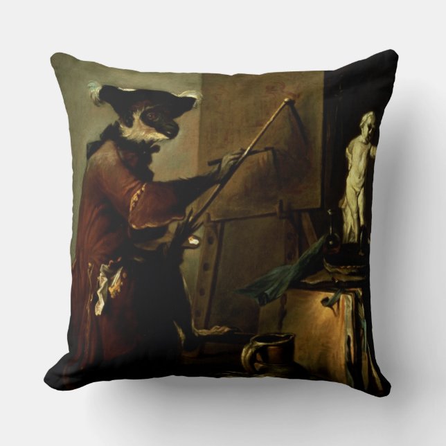 The Monkey Painter, 1740 (oil on canvas) Cushion (Front)