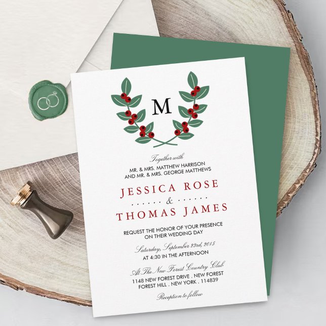 The Monogram Berry Bush Wedding Collection Invitation (Creator Uploaded)