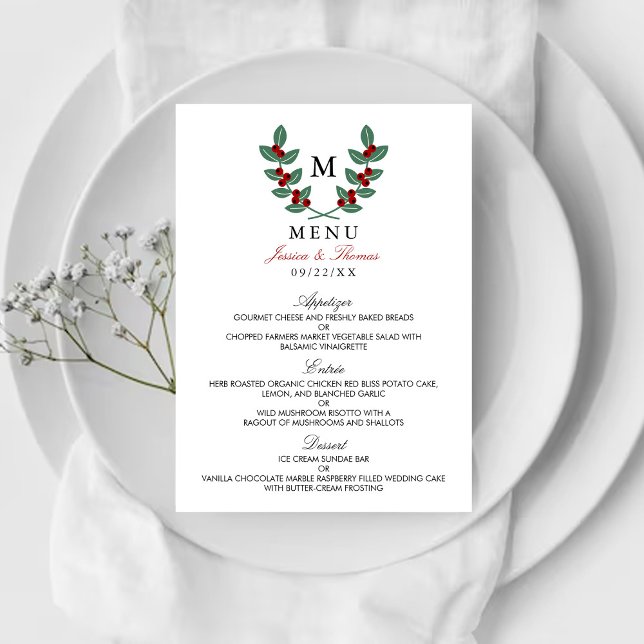 The Monogram Berry Bush Wedding Collection - Menu (Creator Uploaded)