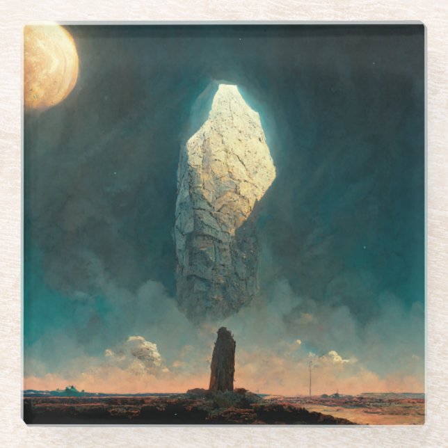 The Monolith 3 Fantasy Sci-Fi Glass Coaster (Front)