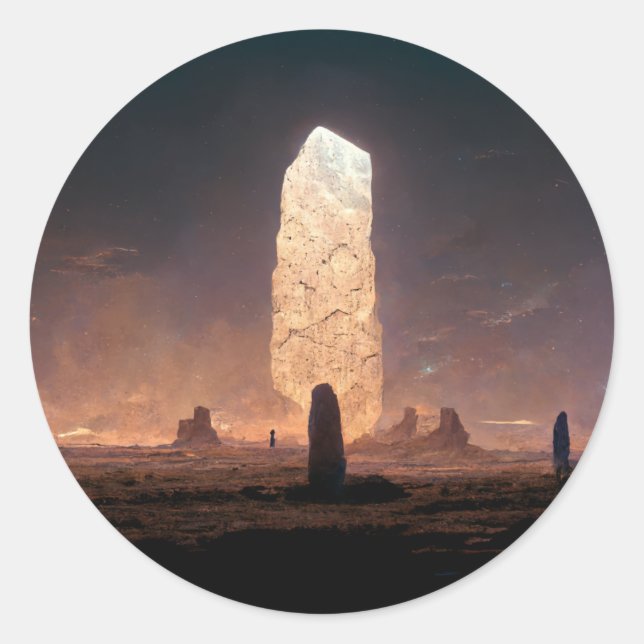 The Monolith 4 Fantasy Sci-Fi Classic Round Sticker (Front)