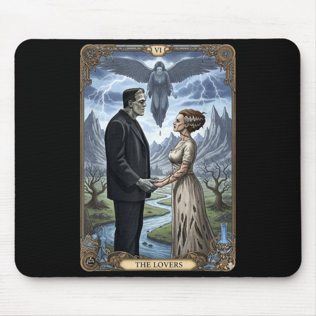 The monster frankenstein and bride lovers tarot mouse pad (Front)