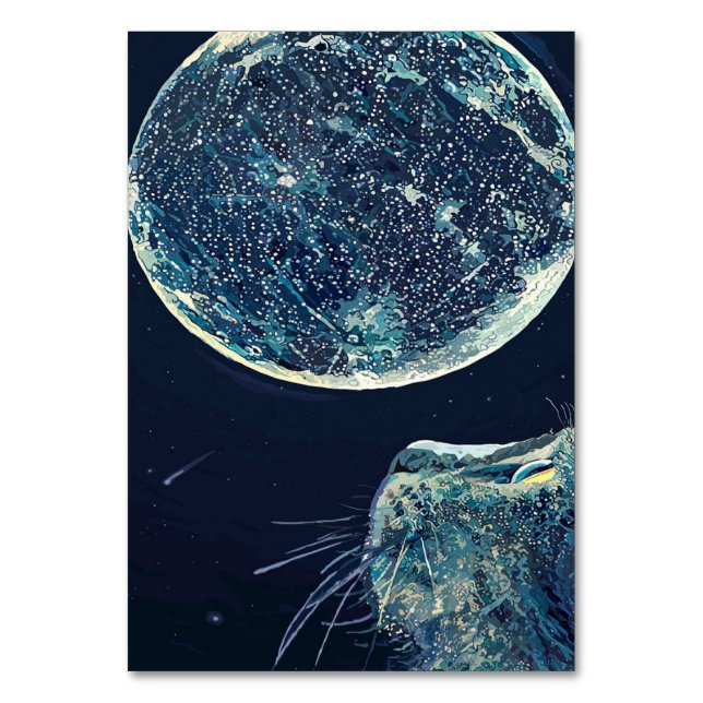 The moon and the cat |Cat Lover Table Number (Front)