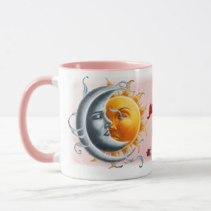 The Moon and the Sun in Love on a Coffee Ceramic Mug