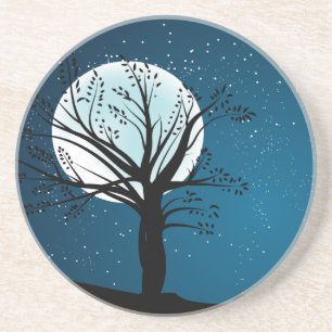 The Moon at Night Sandstone Coaster