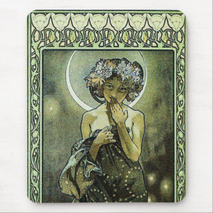 The Moon by Alphonse Mucha Mouse Pad