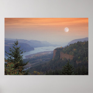 The moon hangs in the sky above the Vista Poster
