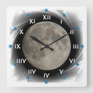 The moon, la lune, la luna, the moon square wall clock