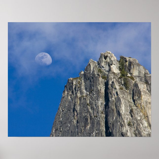 The moon rises and shines through the clouds poster (Front)