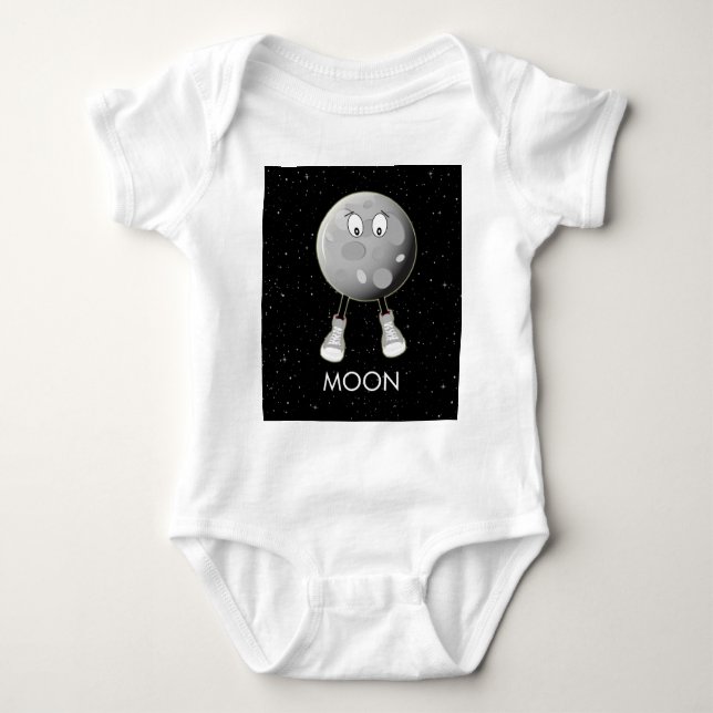 The Moon & Stars in Space Baby Bodysuit (Front)