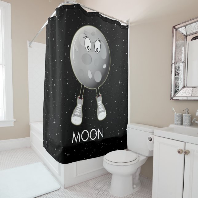The Moon & Stars in Space Shower Curtain (In Situ)