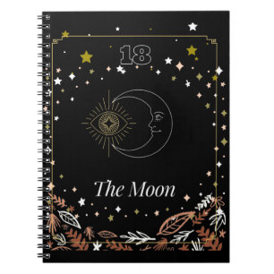 The Moon tarot card art, celestial Notebook