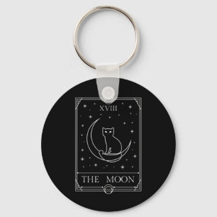 The Moon Tarot Card Black Cat Witchy Occult Magic Key Ring