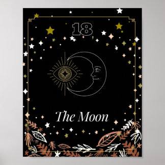 The Moon tarot card, celestial Poster