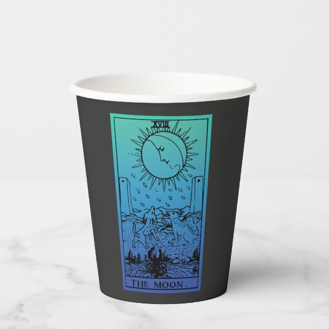 The Moon Tarot Card Gradient Paper Cups (Front)